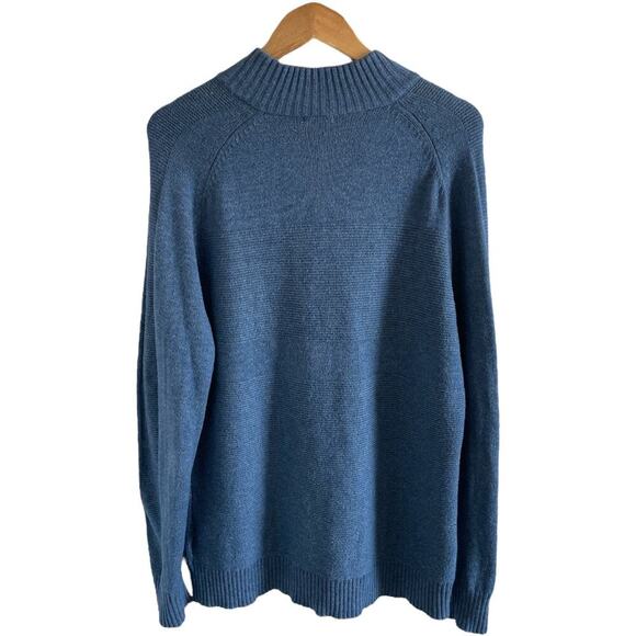 SmartWool Men’s 1/4 Zip Sweater Textured Mock Neck Pullover Blue Med - Picture 2 of 9